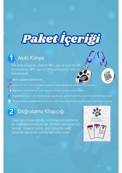 Köpekler Için Akıllı Künye, Nfc Dijital Isimlik Ve Tasma Künyesi Qr Kod Künye Paslanmaz Çelik Mavi isimli Köpek Tasması, Köpek isimlik
