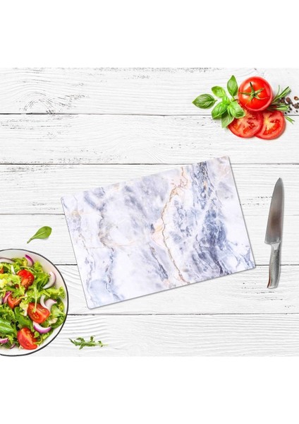 20X30 cm Cam Kesme Tahtası Mavi Mermer Görünümlü fiyatları