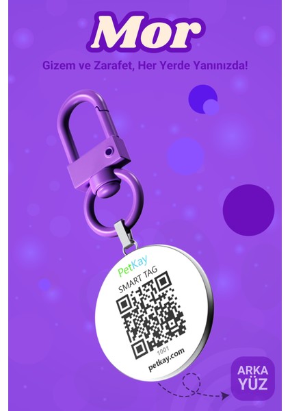 Kediler Için Akıllı Künye, Nfc Dijital Isimlik Ve Tasma Künyesi Qr Kod Künye Paslanmaz Çelik Mor İsimli Kedi Tasması, Kedi İsimlik