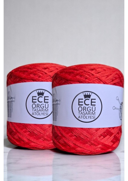 Çok Katlı, Nar Çiçeği Renginde, Merserize Elörgü Ipi (200 Gr.)