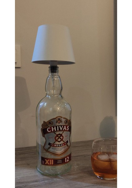 Tasarım Abajur Chivas Şişesi , 3 Kademeli Dokunmatik , USB Girişli Şarj Edilebilir modelleri