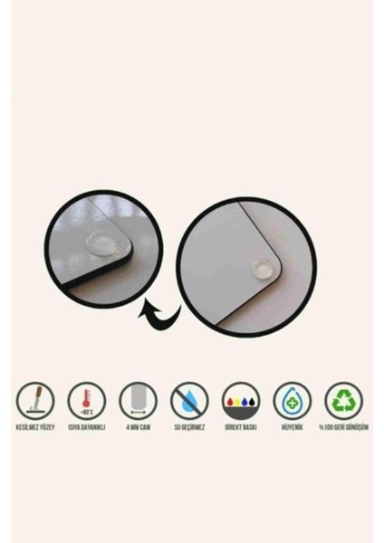 20X30 cm Cam Kesme Tahtası Kırmızı Makaron Desenli modelleri