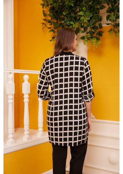 Kadın Kol Detaylı Büyük Beden Siyah Kareli Viskon Gömlek Tunik – Rahat, Şık ve Modern Günlük Stil fırsatları