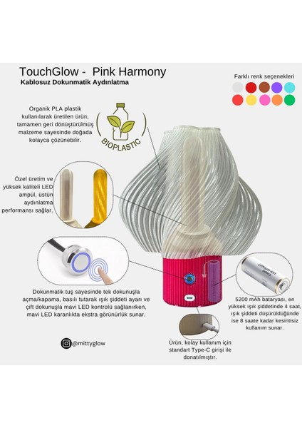 Kablosuz Dokunmatik Aydınlatma Pink Harmony fırsatları