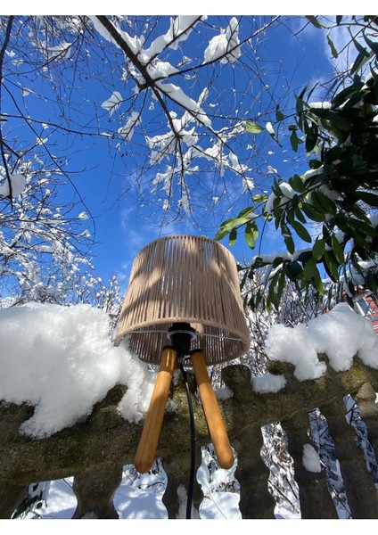 El Yapımı Ahşap Tripod Ayaklı Rustik Abajur / Iplerle / Hasır / Bohem / Lambader / Avize