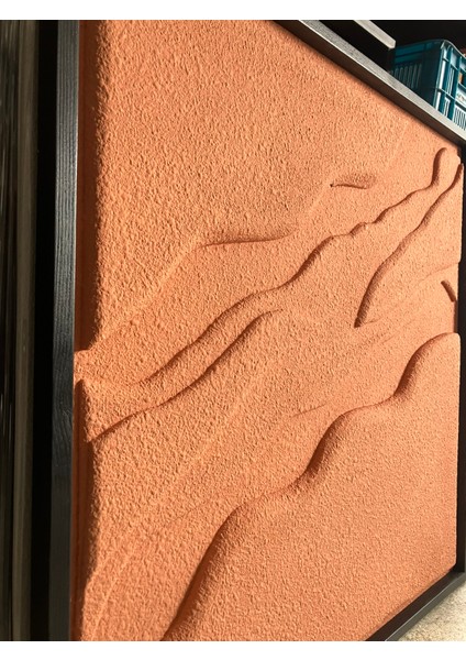 Minimalist Dekorasyon Için 3D Kum Dokulu Soyut Sanat Tablosu, Evinize Derinlik Katın, 90 x 90KIREMITT3D4-42513