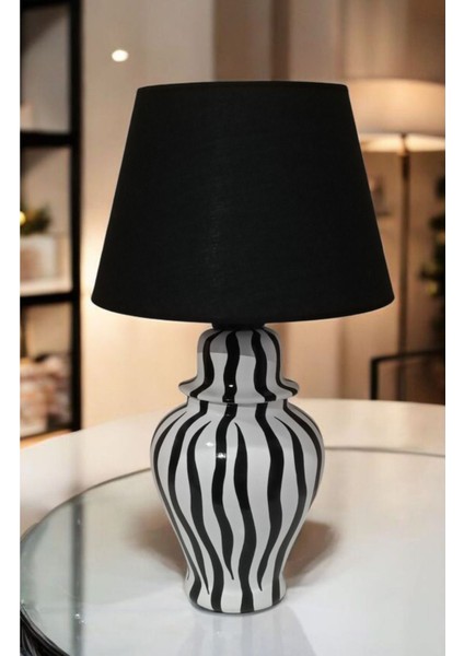 Lizbon, Seramik, El Boyaması Modern Zebra Desen Abajur Şah Küp