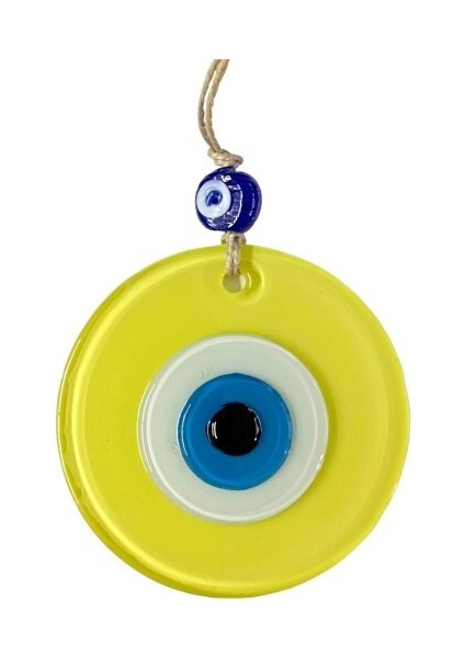 Mini Boy Sarı Nazar Boncuklu Duvar Süsü 10 Cm Cam Duvar Dekoru