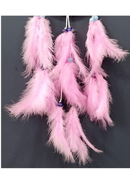 Pembe Kuş Tüylü Dream Catcher El Yapımı Rüya Kapanı Duvar Süsü