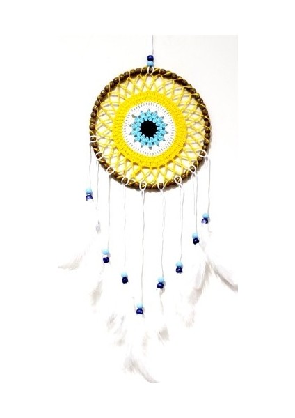 Nazar Boncuğu Motifli Düş Kapanı El Yapımı Sarı Duvar Süsü fiyatları