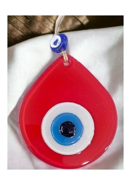 Orta Boy Kırmızı Damla Desen Nazar Boncuklu Duvar Dekoru Cam Duvar Süsü fiyatları