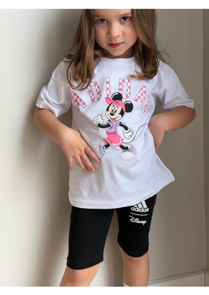 "disney Minnie Mouse" Baskılı Kız Çocuk Takımı (Siyah Tayt)