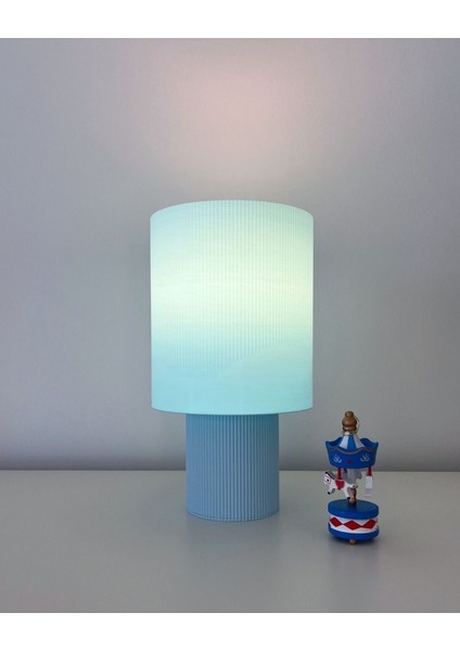 Açık Mavi Objeo 3D Özel Tasarım Dekoratif Çocuk Odası Abajur