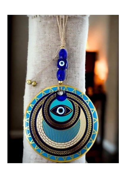 Altın Işlemeli Halka Model Nazar Boncuk Gözlü Duvar Süsü Zincir Duvar Dekoru fiyatları