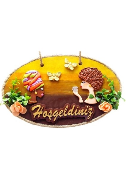 Keyifli Kadınlar El Yapımı Hoşgeldiniz Yazılı Kapı Süsü