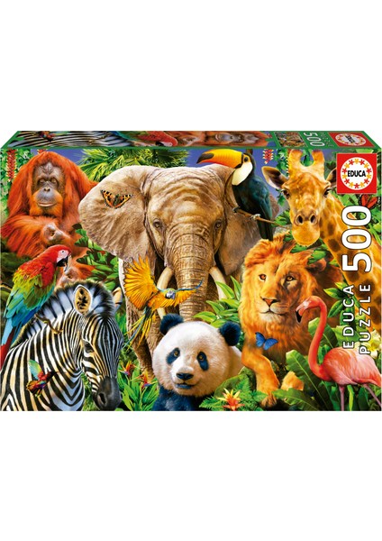 500 Parça Vahşi Hayvanlar Kolajı Puzzle - 19550 - Wild Animal Collage