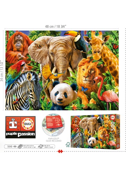 500 Parça Vahşi Hayvanlar Kolajı Puzzle - 19550 - Wild Animal Collage modelleri