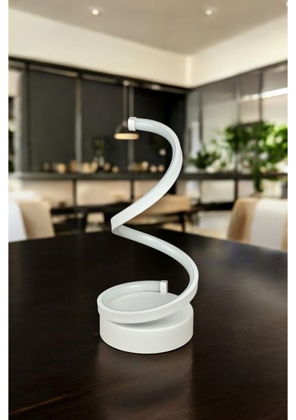 Lara Beyaz Renk Gün Işığı LED Işıklı Modern Tasarım LED Masa Lambası - Abajur - Gece Lambası