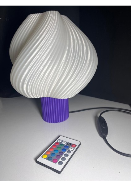 Şık Spiral Abajur Rgb Kumandalı