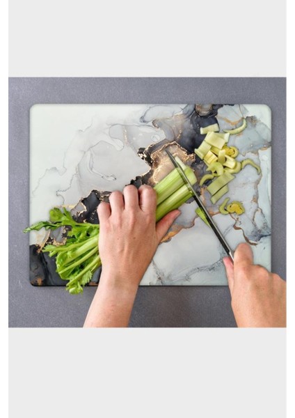 30X40 cm Cam Kesme Tahtası Siyah Yaldızlı Mermer fiyatları