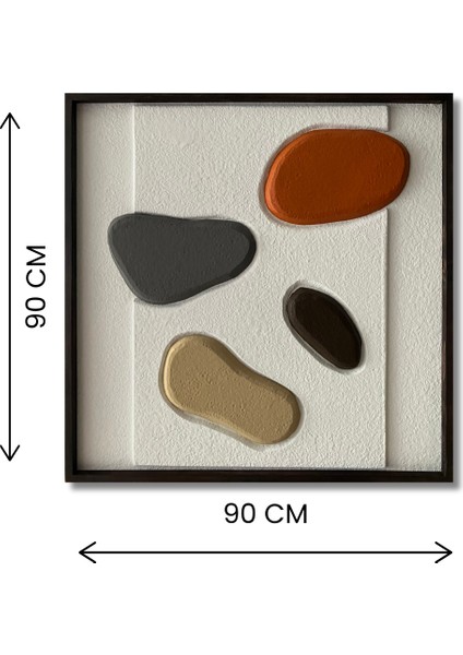 Minimalist Dekorasyon Için 3D Kum Dokulu Soyut Sanat Tablosu, Evinize Derinlik Katın, 90 x 90DALMAÇYALI-T3D4-42543102