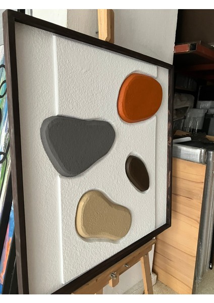 Minimalist Dekorasyon Için 3D Kum Dokulu Soyut Sanat Tablosu, Evinize Derinlik Katın, 90 x 90DALMAÇYALI-T3D4-42543102