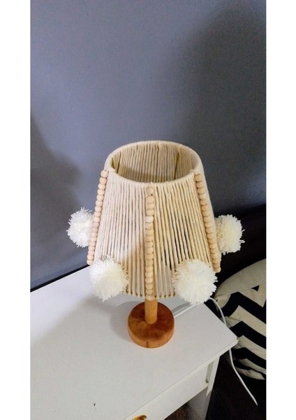 Ekru Makrome Ip Abajur Çocuk Odası Abajur Bebek Odası Abajur Masa Lambası fiyatları