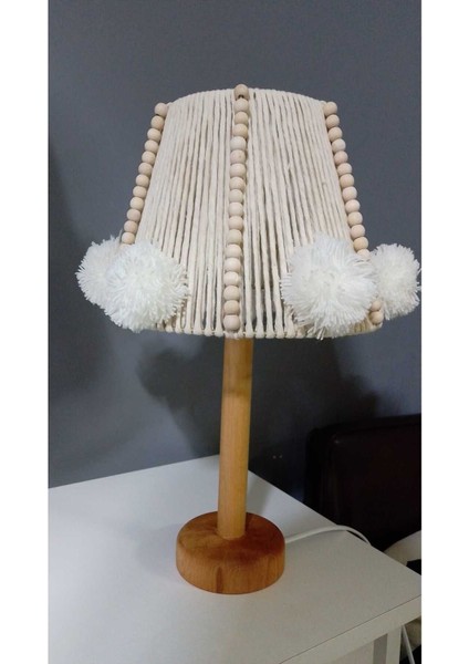 Ekru Makrome Ip Abajur Çocuk Odası Abajur Bebek Odası Abajur Masa Lambası modelleri