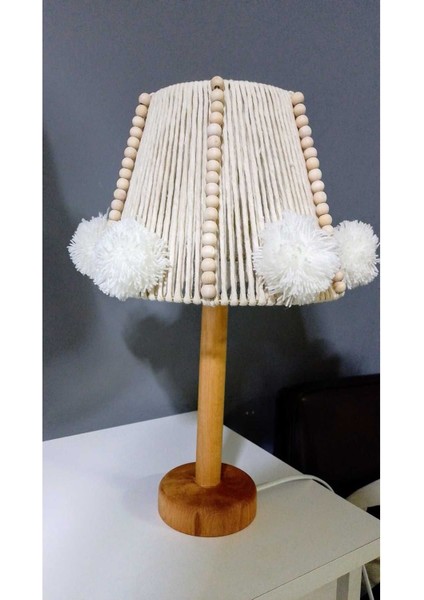 Ekru Makrome Ip Abajur Çocuk Odası Abajur Bebek Odası Abajur Masa Lambası fırsatları