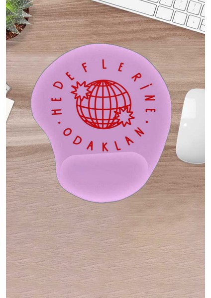 Damla, Pembe, Hedeflerine Odaklan, Bilek Destekli, Konforlu, Mousepad, Bilgisayar Aksesuarı, Laptop Aksesuarı