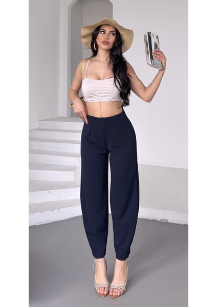 Kadın Bernis Balon Pantolon, Beli Lastikli Şalvar Model Krep Balon Pantolon Basen Gizleyen modelleri