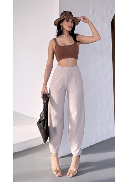 Kadın Bernis Balon Pantolon, Beli Lastikli Şalvar Model Krep Balon Pantolon Basen Gizleyen fırsatları