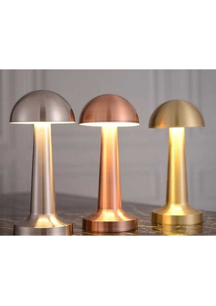 Gümüş Mantar Şarjlı Dekoratif Dokunmatik Mantar Masa Lambası Gümüş Renk fiyatları