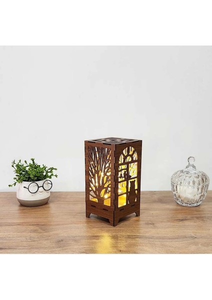 Lazer Kesim Masa Lambası Mini Ahşap Abajur Masa Süsü Pilli Peri LED fiyatları