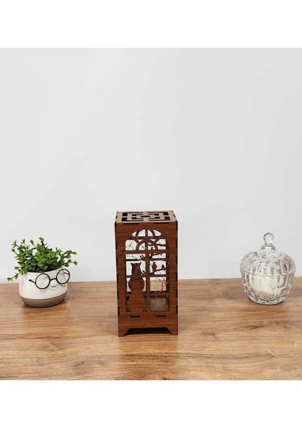 Lazer Kesim Masa Lambası Mini Ahşap Abajur Masa Süsü Pilli Peri LED fırsatları