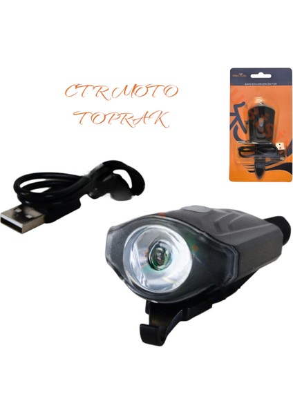 RCTS-3407 USB Şarjlı Bisiklet Ön Farı | 50 Lumen Cree LED | 4 Fonksiyonlu, Suya Dayanıklı