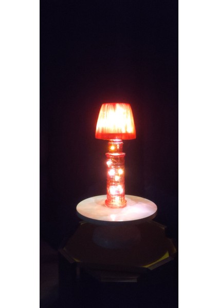 Galata Kulesi Cam Abajur El Yapımı Dekoratif Peri LED