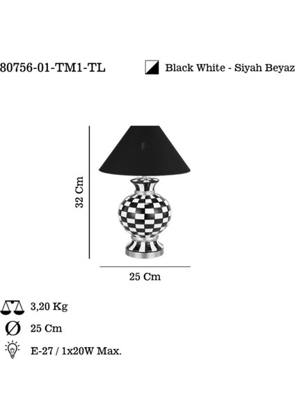 Solvıto 01 O.boy Masa Lambası 1XE27