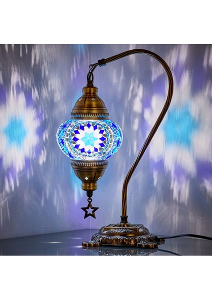 Mozaik Masaüstü Komodin Masa Lambası Türk ve Fas Hediyelik Abajur Gece Lambası (Açıklamayı Okuyunuz