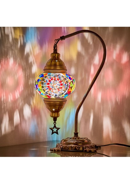 Mozaik Masaüstü Komodin Masa Lambası Türk ve Fas Hediyelik Abajur Gece Lambası (Açıklamayı Okuyunuz