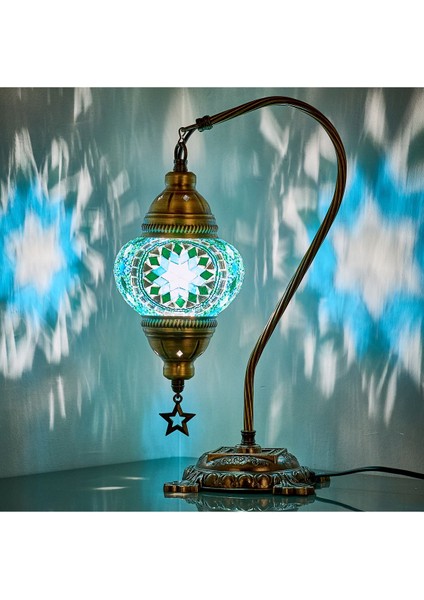 Mozaik Masaüstü Komodin Masa Lambası Türk ve Fas Hediyelik Abajur Gece Lambası (Açıklamayı Okuyunuz