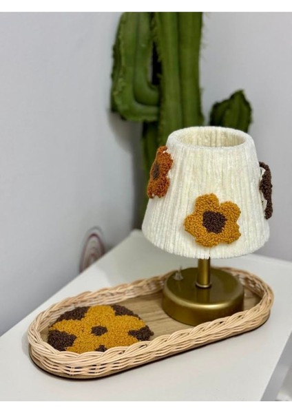 Punch Kadife Set Masa Lambası-Rattan Düzenleyici Sepet-Bardak Altı
