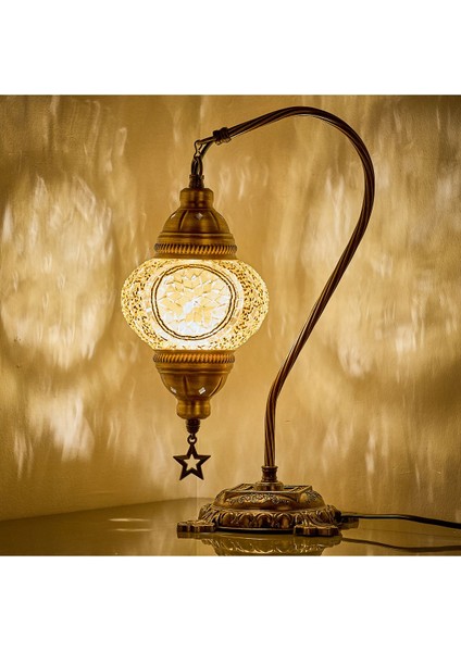 Mozaik Masaüstü Komodin Masa Lambası Türk ve Fas Hediyelik Abajur Gece Lambası (Açıklamayı Okuyunuz