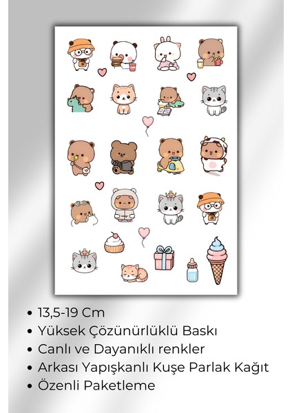 3 Lü Kawaii Sticker Set 40 + Çıkartma - Telefon Laptop Notebook Tablet Defter Matara Stiker Etiket fırsatları