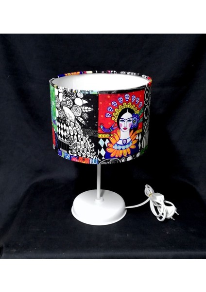 Metal Ayaklı Kumaş Kaplama Başlıklı Abajur