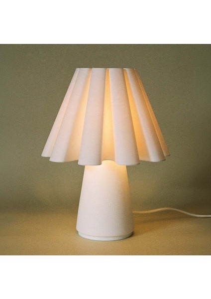 Aura Beyaz Modern Tasarım Salon-Oturma Odası Küçük Boy Abajur Beyaz