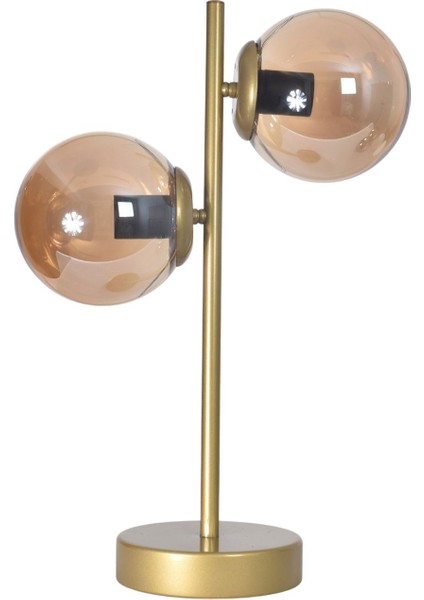 Livi Modern Tasarım Dizayn Eskitme Renk Metal Bal Camlı Abajur Gece Lambası Masa Lambası 2 Li