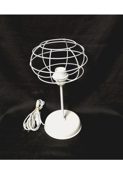 Beyaz Metal Ayaklı Kafes Tel Abajur fiyatları