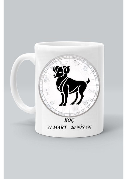 Koç 21 Mart 20 Nisan Burç Astroloji Baskılı Klasik Beyaz Kupa Bardak