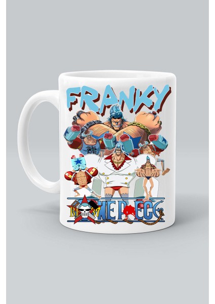 Franky Karakter One Piece Anime Baskılı Beyaz Klasik Kupa Bardak